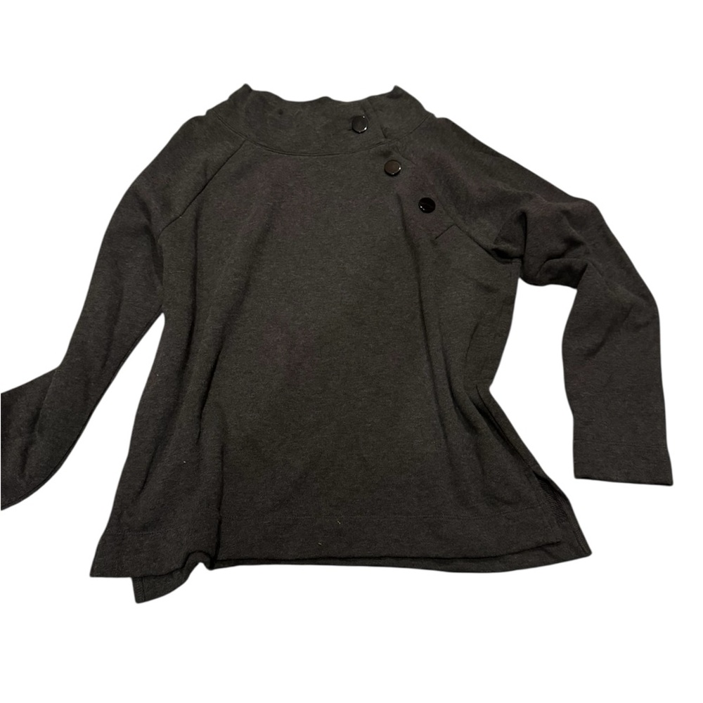 LOFT Women’s Charcoal Button-Accent Sweater